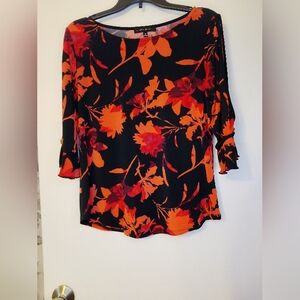 Atelier Floral Black and Red Women's Top